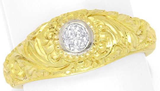 Foto 2 - Diamantbandring 0,40 Altschliff Florale Gravur Gelbgold, R3300