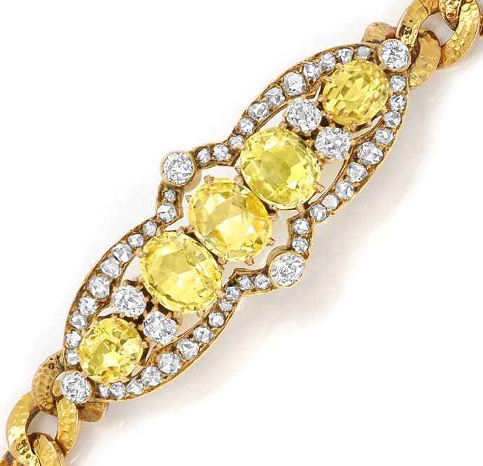 Foto 2 - Armband antik 6,67ct gelbe Saphire und 1,52ct Diamanten, S1527