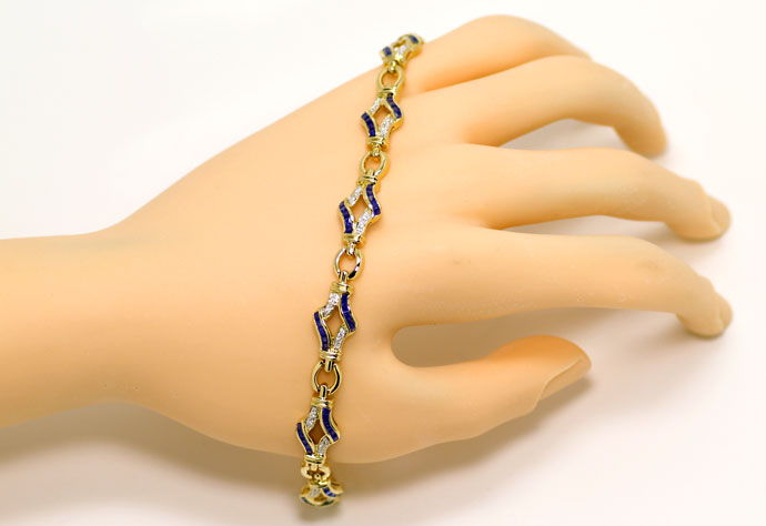 Foto 4 - Design-Armband mit Brillanten und Safiren, 18K Gelbgold, S9114