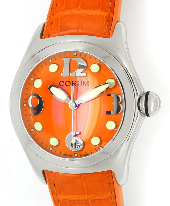 Foto 2 - Courm Bubble Herren Uhr Stahl mit sensationellem Orange, U2309